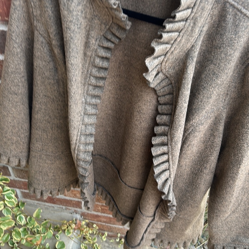 Multiples Ladies XL 3/4 Sleeve Wool Blend Ruffle Trim Jacket - Picture 6 of 12